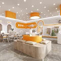 GANDY HOUSE Clothing Store With Orange Decor Open Layout Display Clothes Seating And Green Plants