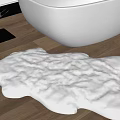 Soft Fluffy White Shaped Rug With Irregular Shape On Wooden Floor 3d model