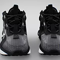 Black Gray Running Sneakers With White Logo Air Cushion Mesh Upper And Lace Up Design