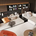 Modern Sofa and Coffee Table Set With Decorative Pillows Green Plants and Striped Rug