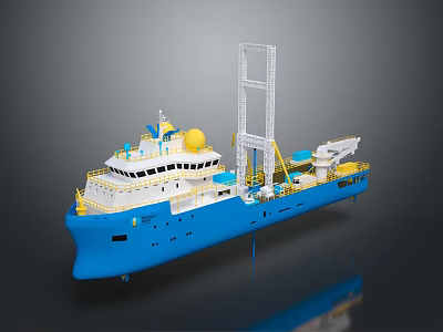 Blue And White Yacht With Special Structures Design 3d model
