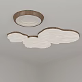 Creative Cloud Shaped Ceiling Lights With Wooden Frame And Soft Glow 3d model