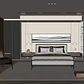 Modern Bedroom Interior Design With Comfortable Bed Wall Art Accent Chair And Soft Rug