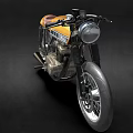 Vintage Yamaha Motorcycle Classic Custom Design With Yellow Black Body And Brown Leather Seat