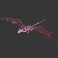 3D Rendered Fantasy Pterosaur Model With Large Wings Reddish Brown Spikes And Gray Background