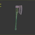 Metal Head Axe With Wooden Handle In Vertical Position On Gray Background