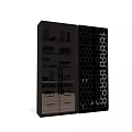 Modern Sideboard With Glass Doors Storing Wine Glasses Tableware And Honeycomb Wine Rack