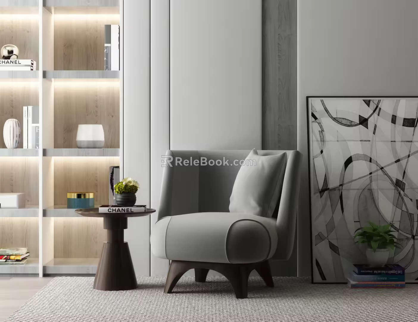 Modern single sofa single chair combination 3d model