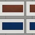 Abstract Artwork With Red Blue Rectangles In White Frames On Gray Wall 3d model