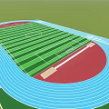 Campus Landscape With Outdoor Sports Area Green Lawn Football Field And Running Track