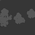 Collection of Six Green Trees With Varied Foliage And Trunk Structures