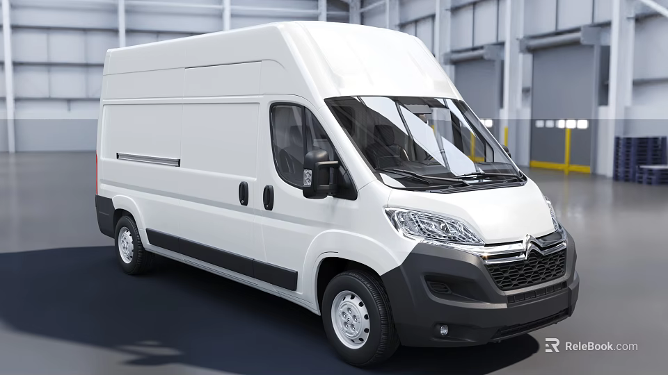 White Commercial Cargo Van In Industrial Setting With Black Accents And Modern Exterior Design 3d model 