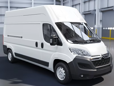 White Commercial Cargo Van In Industrial Setting With Black Accents And Modern Exterior Design 3d model