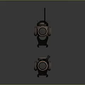 Copper Rifle Scopes With Black Mounts And Ring Accessory On Gray Background 3d model
