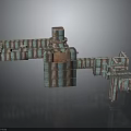Abstract Modern Building With Modular Block Structure And Stacked Brown Green Elements