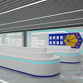 Modern Retail Store Interior Design With White Display Counters And Illuminated Ceiling 3d model