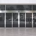 Modern Glass Double Doors With Metal Frame For Commercial Building Entrance