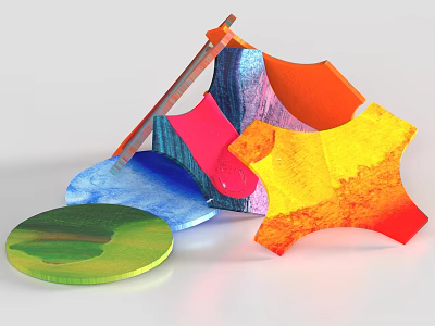 Multicolored Decorative Ornament Set With Various Shapes And Smooth Surfaces 3d model