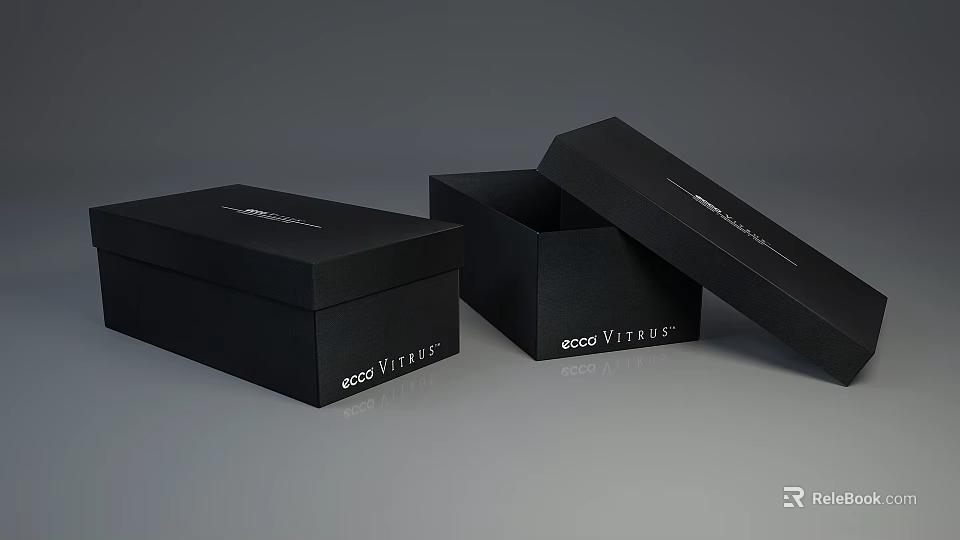 Black ECCO VITRIF Storage Boxes With Open And Closed Lid Design 3d model 