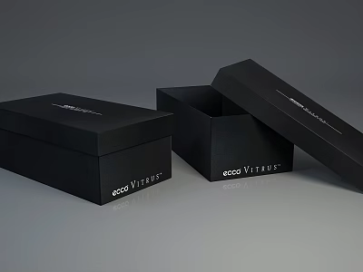Black ECCO VITRIF Storage Boxes With Open And Closed Lid Design 3d model