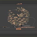 Carved Wooden Tea Box With Traditional Floral Teapot Teacup Patterns And Intricate Designs