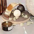 Chic Decorative Ornament Set with Decorative Prints Green Plants Vases Dried Grass and Table Lamp