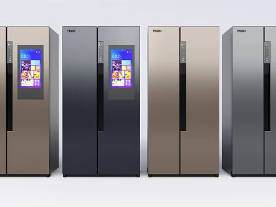 Haier Smart Refrigerators With Digital Display Screens And Various Modern Color Designs 3d model