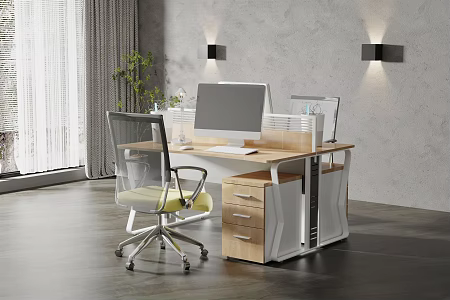 modern office desk and chair 3d model