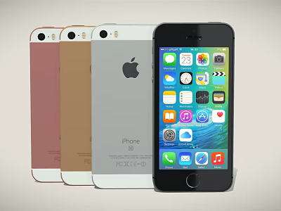 Apple iPhone 6s Smartphones in Various Colors with Screen Displaying Apps 3d model