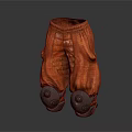 Stylish Orange Textured Pants With Pleated Details And Protective Knee Covers