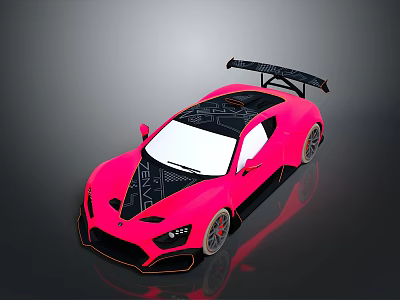 Pink Sports Car With Black Rear Wing And Modern Aerodynamic Body Graphics 3d model