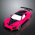 Pink Sports Car With Black Rear Wing And Modern Aerodynamic Body Graphics