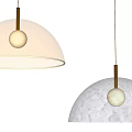 Modern Silver And Gray Hemispherical Pendant Lights With Smooth And Textured Design 3d model