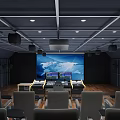 School Modern Multimedia Lab With Control Console Monitor Screens Speakers And Wooden Flooring