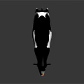 Black And White Cartoon Cow 3D Model Standing On Dark Background With Reflection