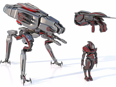 Futuristic Sci Fi Mechanical Game Movie Characters With Quadruped Mech And Humanoid Figure 3d model