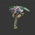 Silver White Mechanical Flying Robot With Red Accents And Detailed Leg Structure