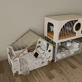 Creative Bunk Beds House Shaped Two Tier With Wooden Frame Round Window For Kids Room