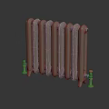 Brass Vertical Radiator With Classic Design And Decorative Valves On Reflective Surface