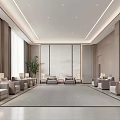 Modern Reception Area Lobby With Comfortable Sofas Green Plant And Large Windows