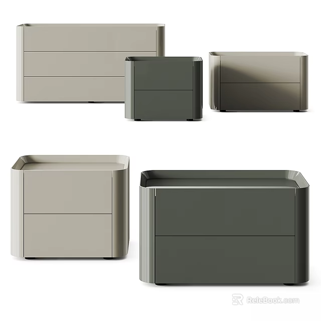 Modern Minimalist Chest of Drawers With Light And Dark Gray Colors And Sleek Design 3d model 