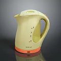 Yellow Electric Kettle With Orange Base And Water Level Indicator