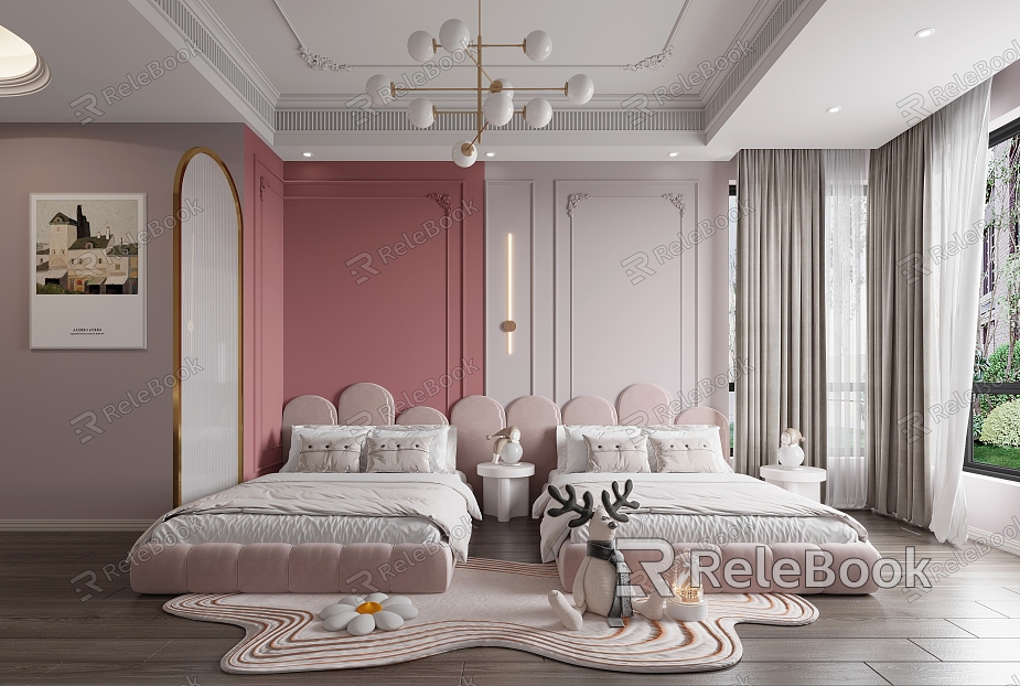 Cream French Children's Room Girls Room Pink model