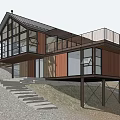 Modern Single Family Home On Sloped Terrain With Large Glass Windows Wood Siding And Balcony
