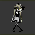Skeleton Girl With Blonde Hair Black Hat Maid Outfit Mechanical Arm 3D Fantasy Character