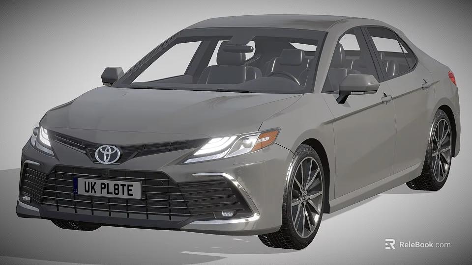 Toyota Sedan with Modern Sleek Design in Gray Featuring UK License Plate and Stylish Headlights 3d model 
