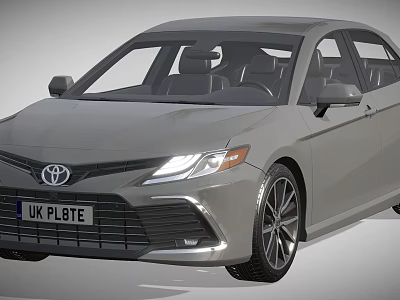 Toyota Sedan with Modern Sleek Design in Gray Featuring UK License Plate and Stylish Headlights 3d model