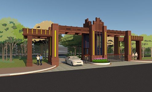 Modern gate entrance 3d model