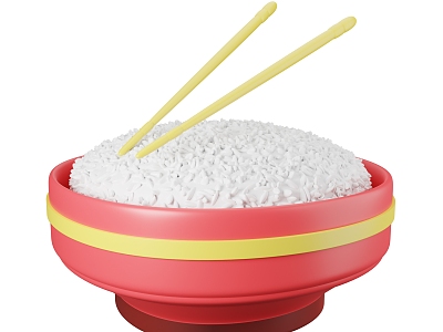 Modern rice glutinous rice food staple food cartoon rice cartoon bowl 3d model