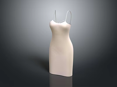 Elegant White Sling Dress With Slim Fit Silhouette And Minimalist Design 3d model